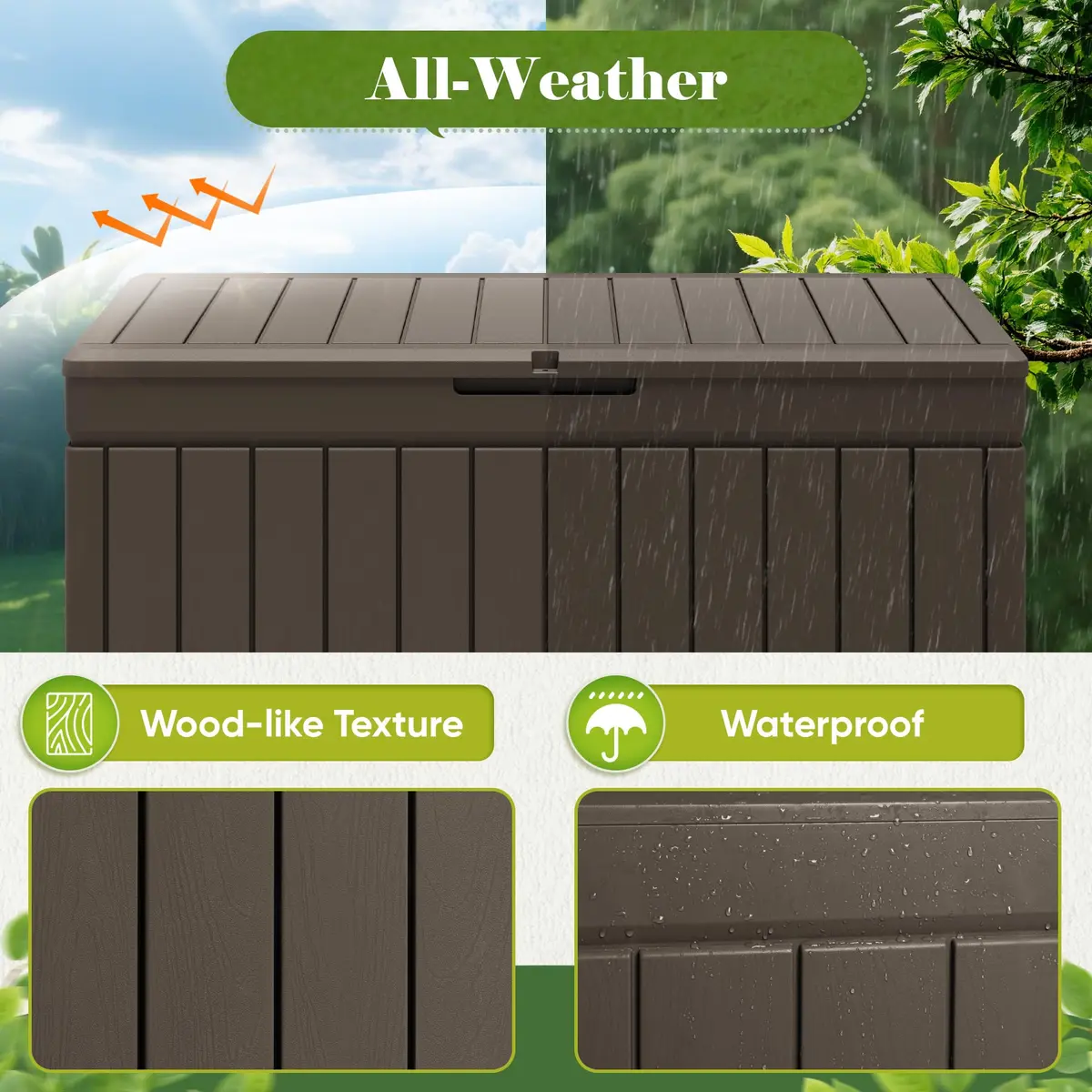 Flamaker Outdoor Storage Box 80 Gallon Resin Waterproof Deck Box | Lockable, UV-Resistant, Lightweight - view 7