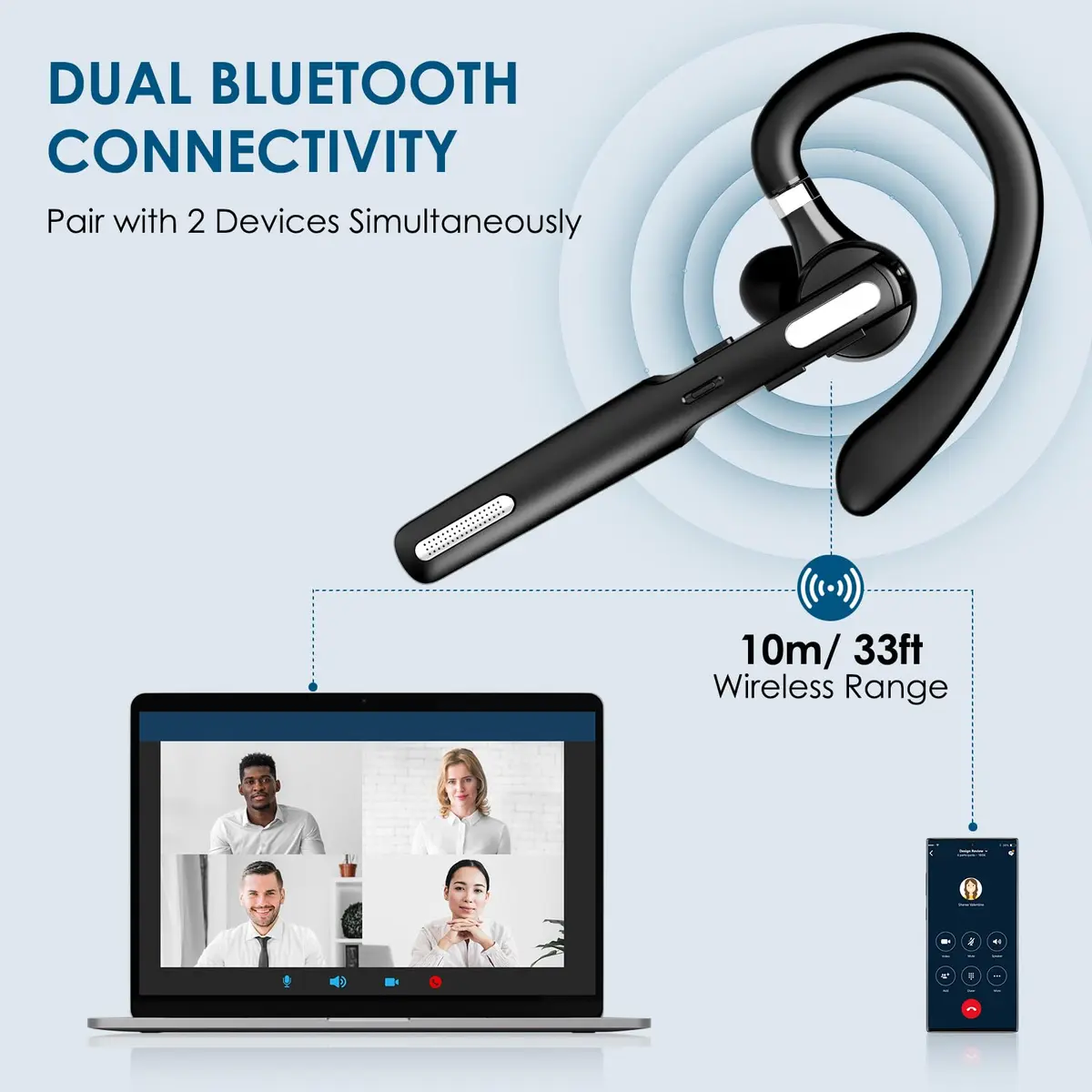 ICOMTOFIT G3 Bluetooth Headset with Mic | 10m Range, 8-10 Hr Talk Time - view 3