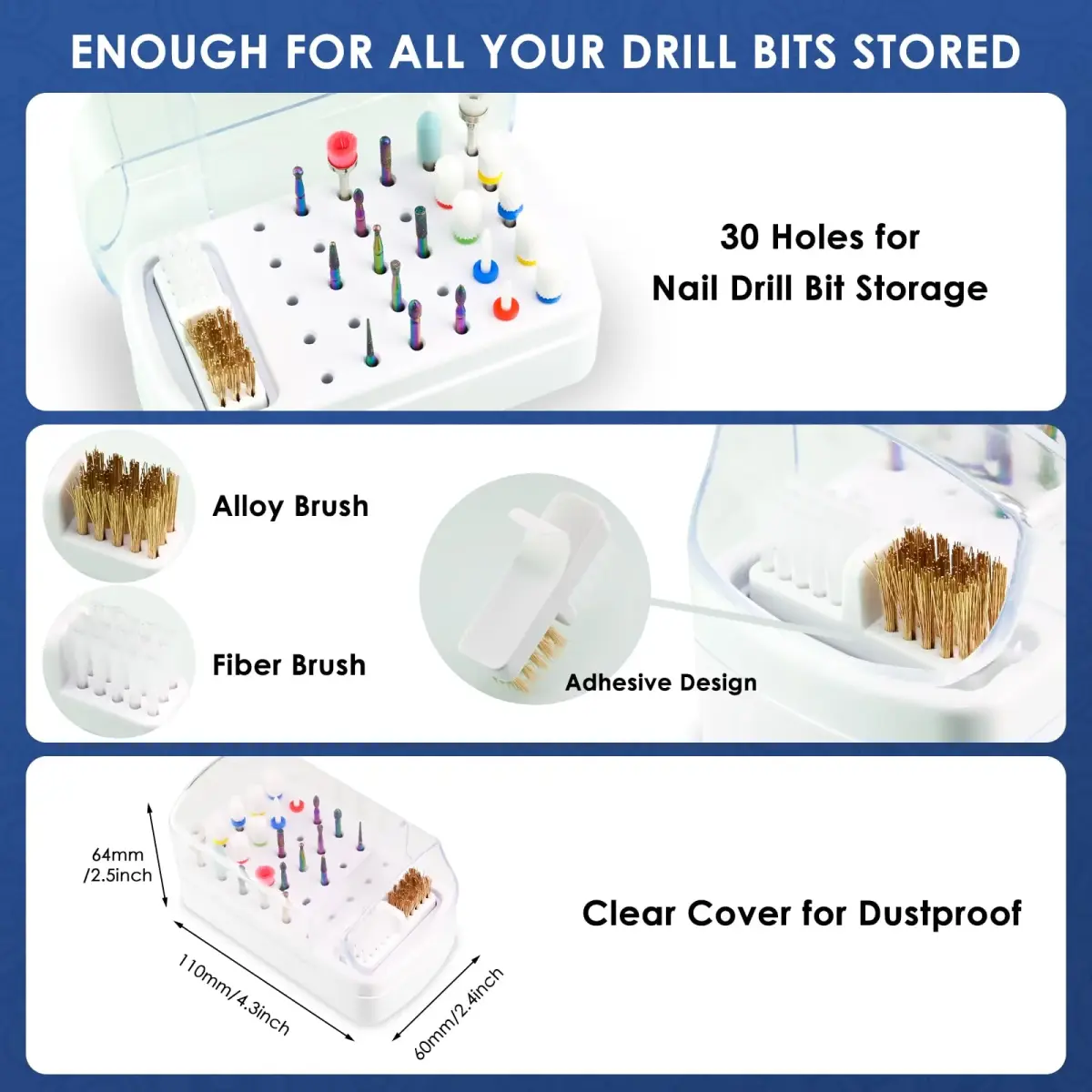 Depvko 21pcs Nail Drill Bits Set with Pink Holder Case, 3/32 Inch Diamond & Ceramic Bits | Professional Manicure Pedicure Tool - view 7