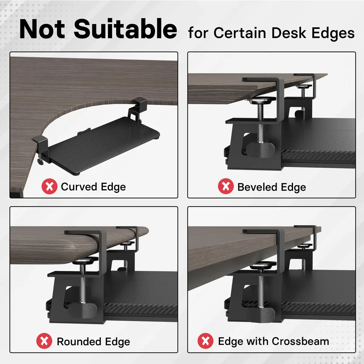 BONTEC Under Desk Keyboard Tray, Pull-Out Platform for Ergonomic Workspace | Fits Desks Up to 1.97 Inches - view 3