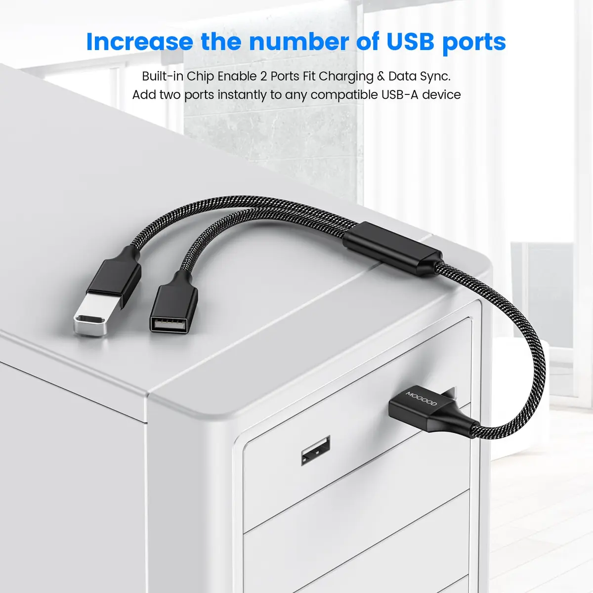 MOGOOD USB Splitter Cable 9cm (1-Pack, Black) | Dual USB 2.0 Female Ports for Data & Charging - view 4