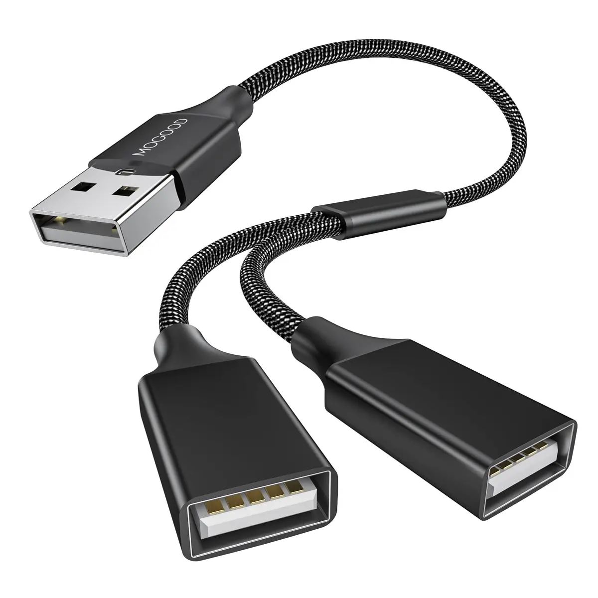 MOGOOD USB Splitter Cable 9cm (1-Pack, Black) | Dual USB 2.0 Female Ports for Data & Charging - main product image