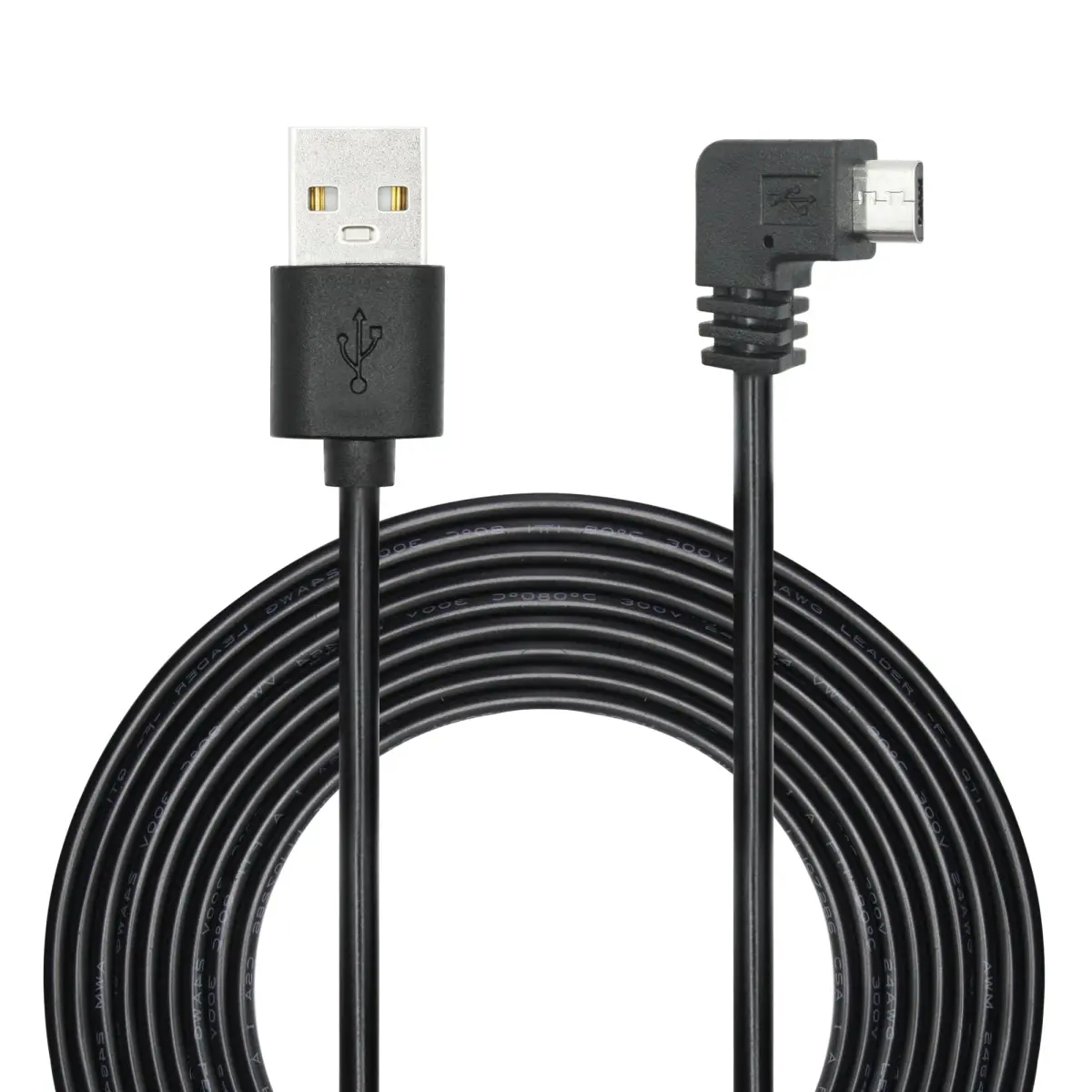 Maixbomr 90 Degree Micro USB Power Cord 3.5M (11FT) | Right Angle Charging Cable for Dash Cams & Devices - main product image
