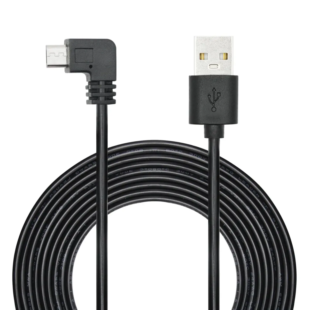Maixbomr 90 Degree Micro USB Power Cord 3.5m (11ft) | Right Angle Charging Cable for Dash Cams & Devices - main product image