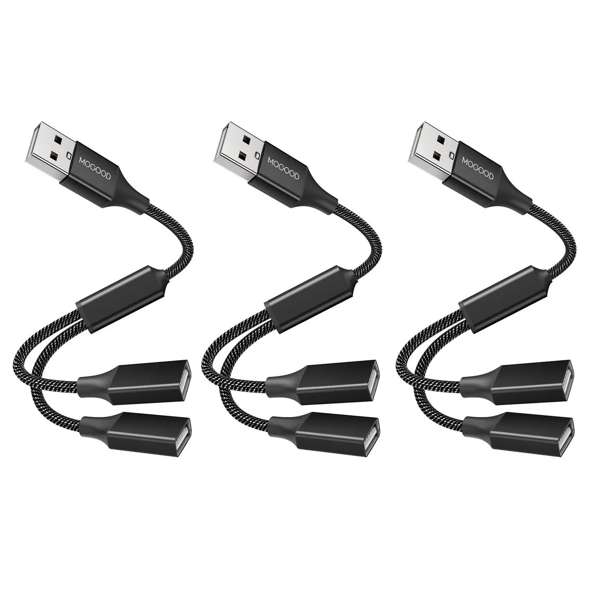 MOGOOD USB Splitter 1 to 2 Ports, Braided Y-Cable for Data Transfer & Charging | 480 Mbps Speed - main product image