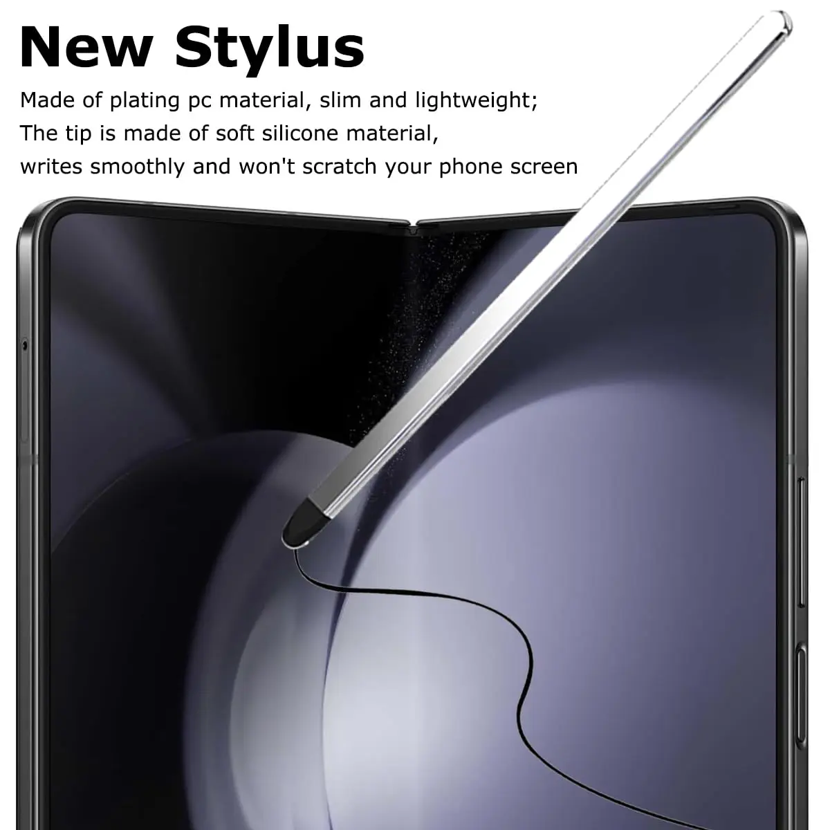 YQODSZ Shiny Silver Stylus Pen & S Pen Holder for Samsung Galaxy Z Fold 7/6/5 S Pen Edition, Adhesive Slim Stylus with Silicone Tip - view 5