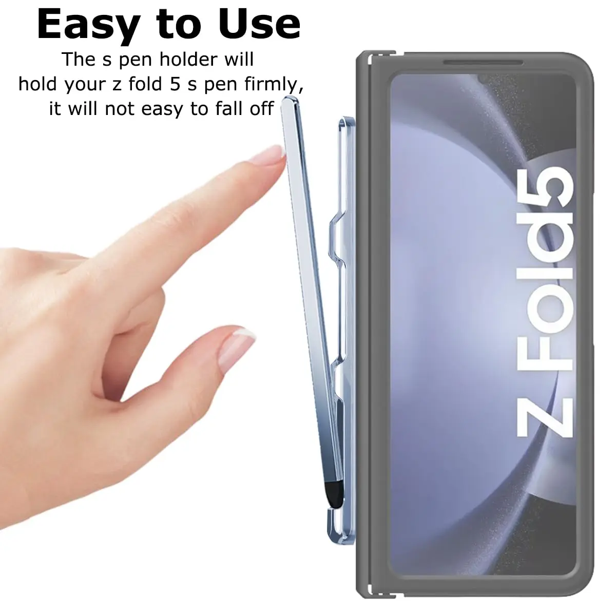 YQODSZ Stylus Pen & S Pen Holder for Samsung Galaxy Z Fold 7/6 / 5 | Slim Silicone Tip, Adhesive Slot, Blue - view 4