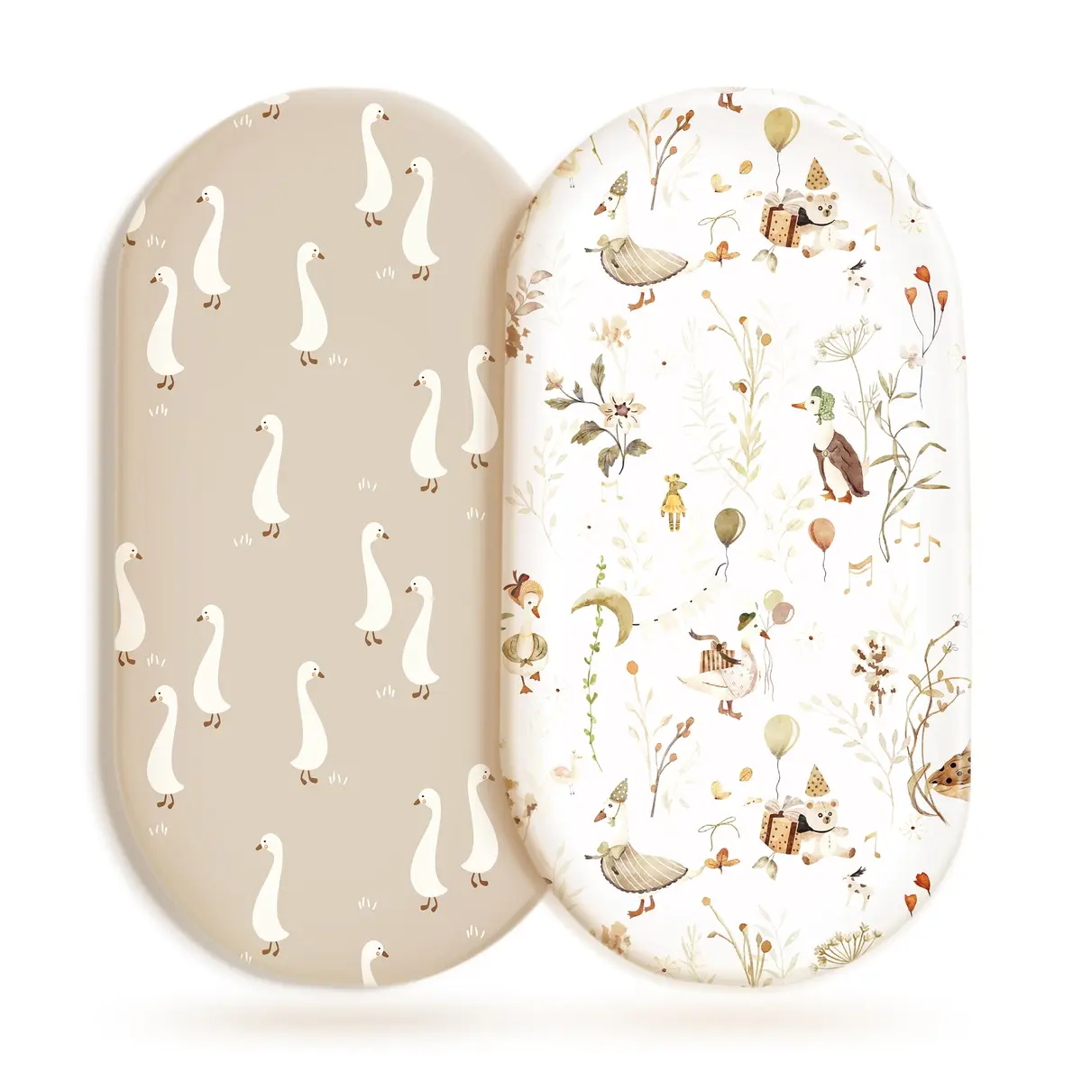 GRSSDER Ultra Soft Fitted Bassinet Sheets 2 Pack, 81cm x 41cm x 13cm (32" x 16" x 5") | Universal Fit for Oval, Rectangle, Moses Basket Mattresses - main product image