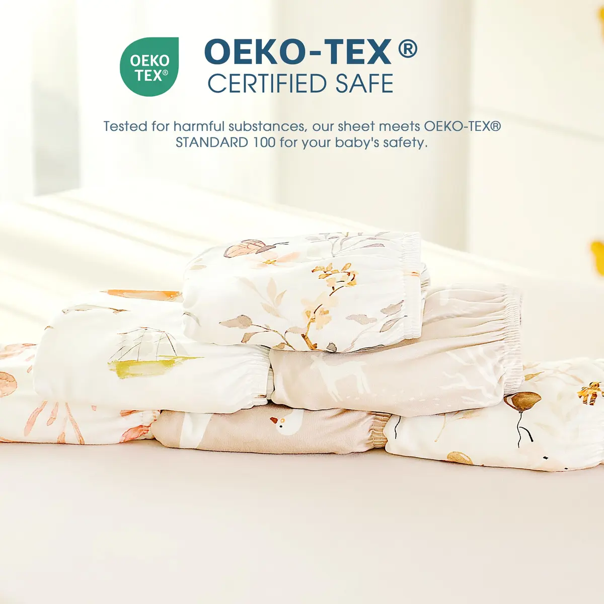 GRSSDER Ultra Soft Fitted Bassinet Sheets 2 Pack, 81cm x 41cm x 13cm (32" x 16" x 5") | Universal Fit for Oval, Rectangle, Moses Basket Mattresses - view 8