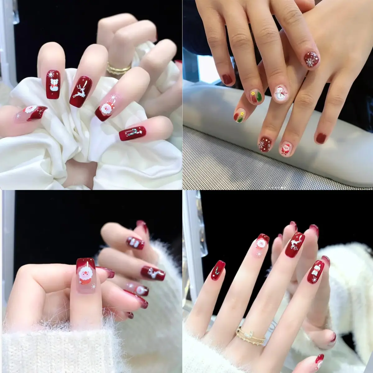 yueton Christmas Nail Sticker 10Pcs Snowflake Santa Tree Winter | Festive Nail Art Decals - view 5