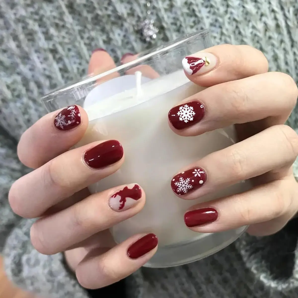 yueton Christmas Nail Sticker 10Pcs Snowflake Santa Tree Winter | Festive Nail Art Decals - view 6