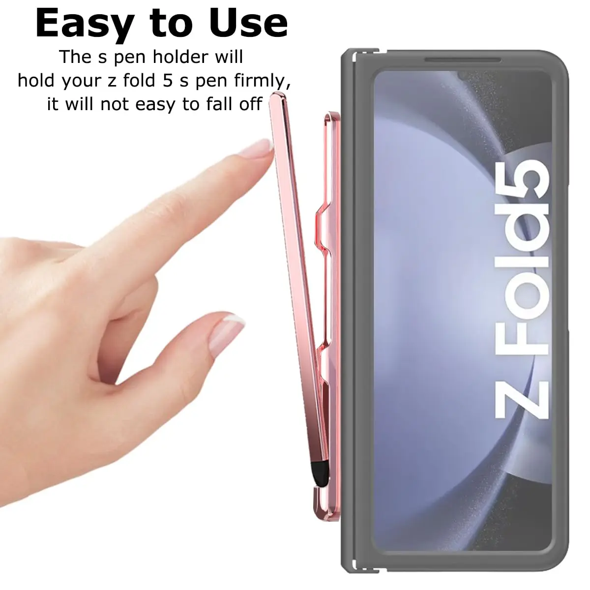 YQODSZ Stylus Pen & S Pen Holder for Samsung Galaxy Z Fold 7/6 / 5 | Slim Silicone Tip, Adhesive, Pink - view 4