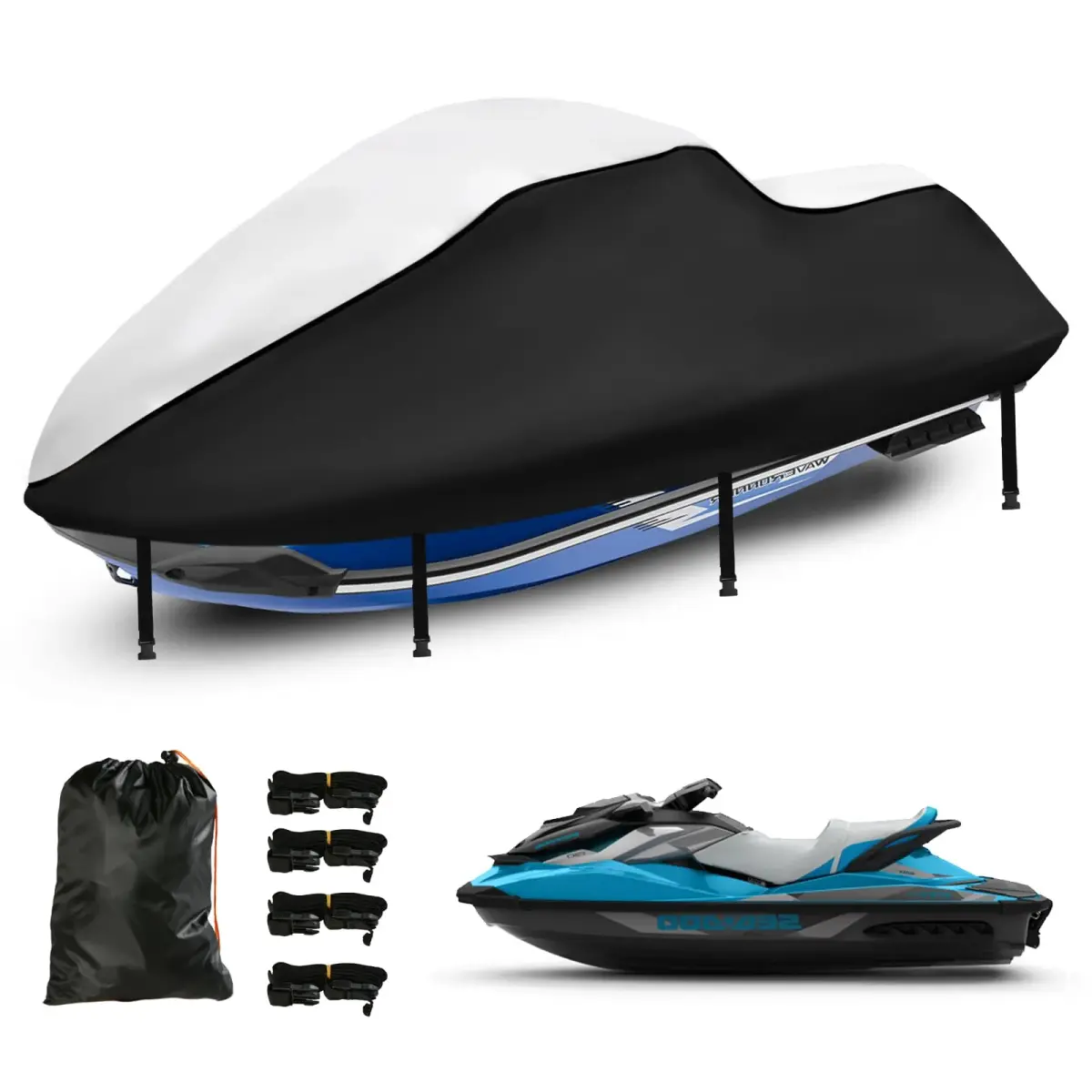 SRIMMIT Jet Ski Cover 3 Seater 115-120 Inch | 420D Nano-Coated Waterproof UV PWC Cover - main product image