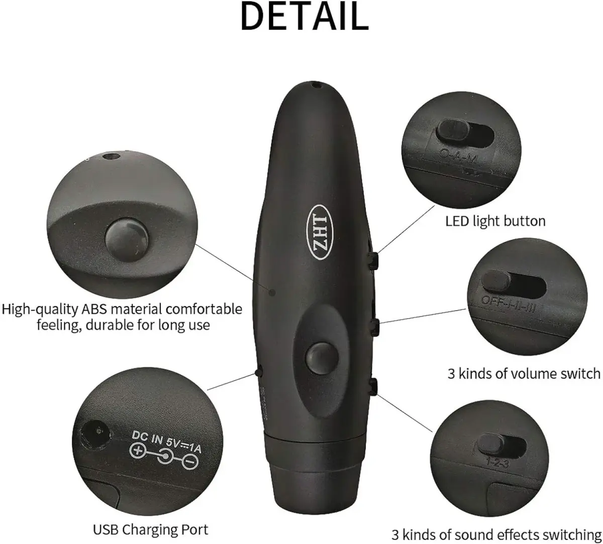 ZHT Electronic Whistle with USB Charging, 3-Tone 120dB Loud, Rechargeable Referee & Coach Whistle with Lanyard (2 Black Units) - view 4