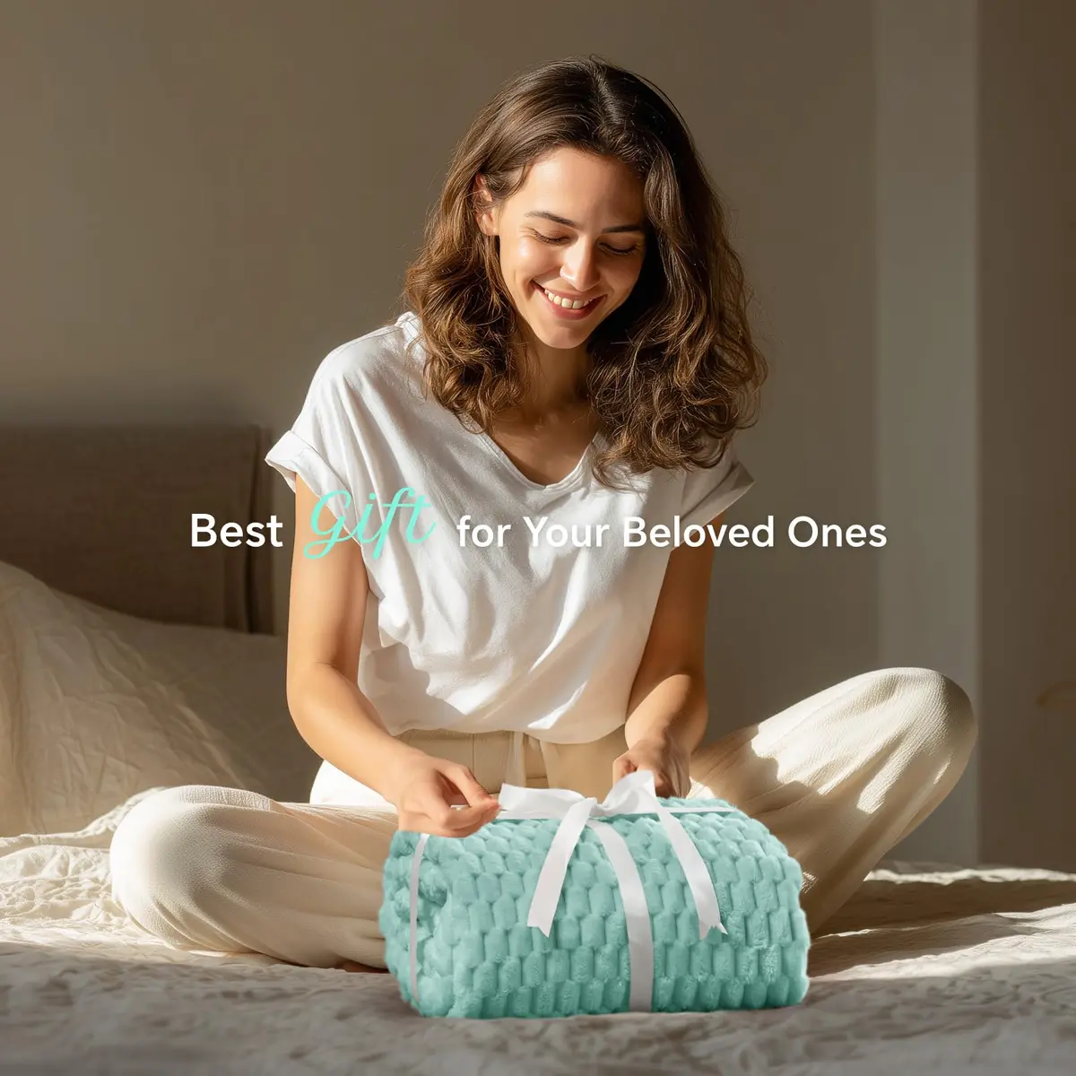 BEDELITE Haze Blue Twin Blanket for Couch, 60x80 Inches | Soft Cozy All-Season Fleece Throw - view 2