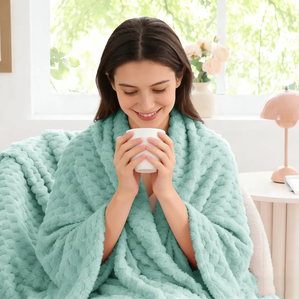 BEDELITE Haze Blue Twin Blanket for Couch, 60x80 Inches | Soft Cozy All-Season Fleece Throw - view 4