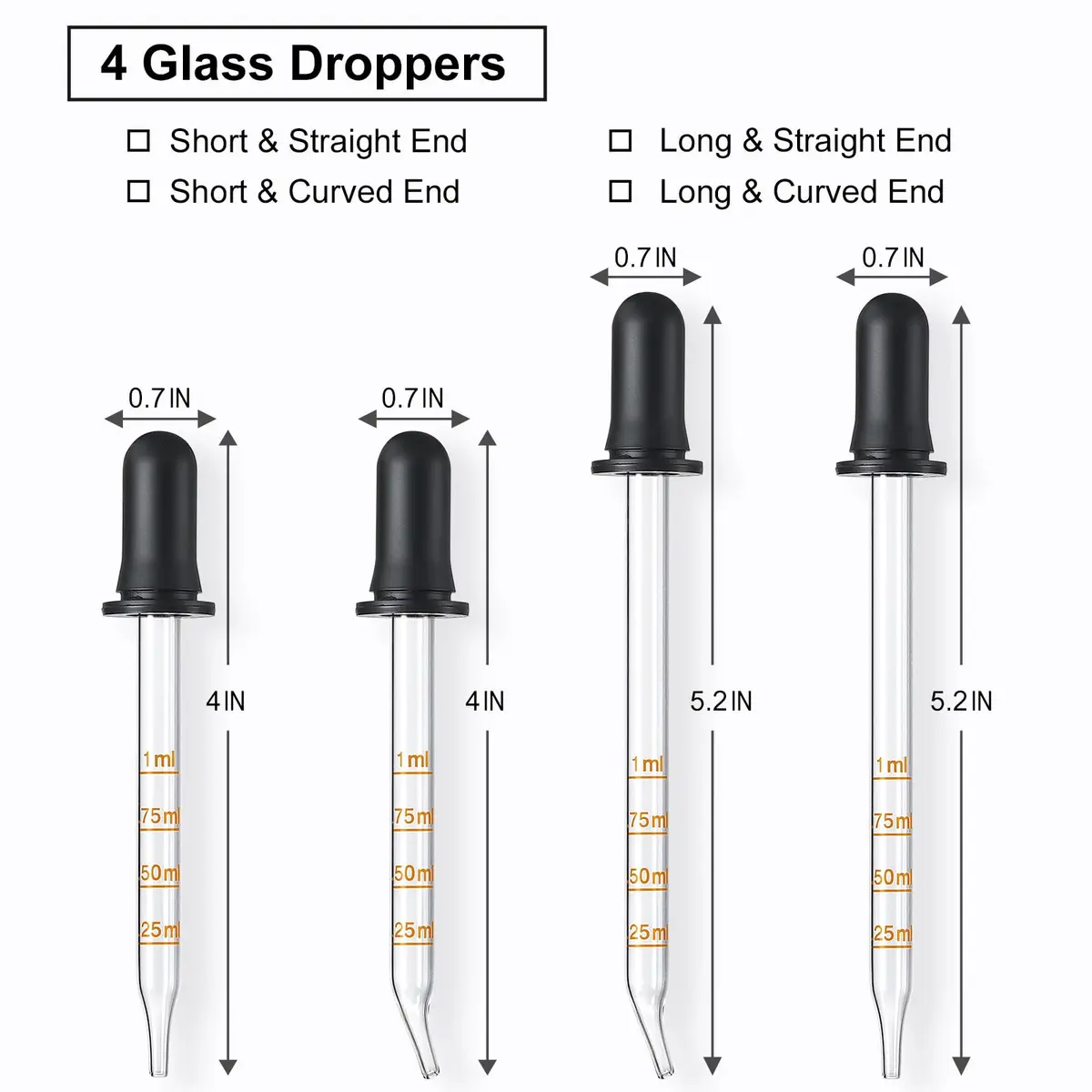 LANDNEOO 4 Pack, 1 mL Glass Eye Dropper with Measurement | Accurate Dose Pipette for Oils & Care - view 2
