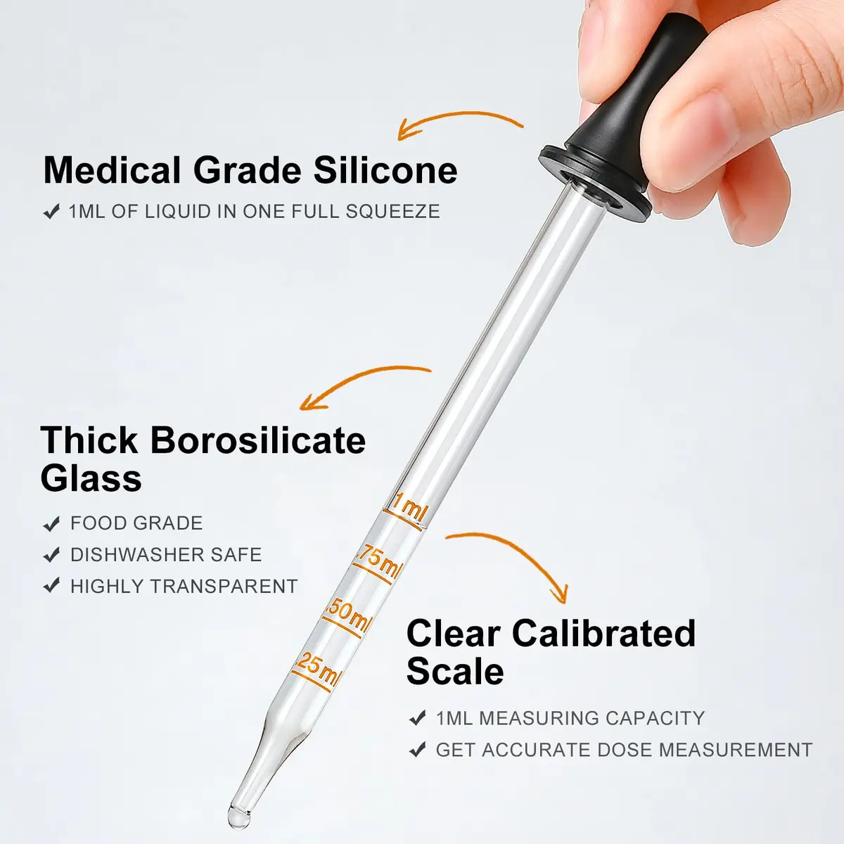 LANDNEOO 4 Pack, 1 mL Glass Eye Dropper with Measurement | Accurate Dose Pipette for Oils & Care - view 4