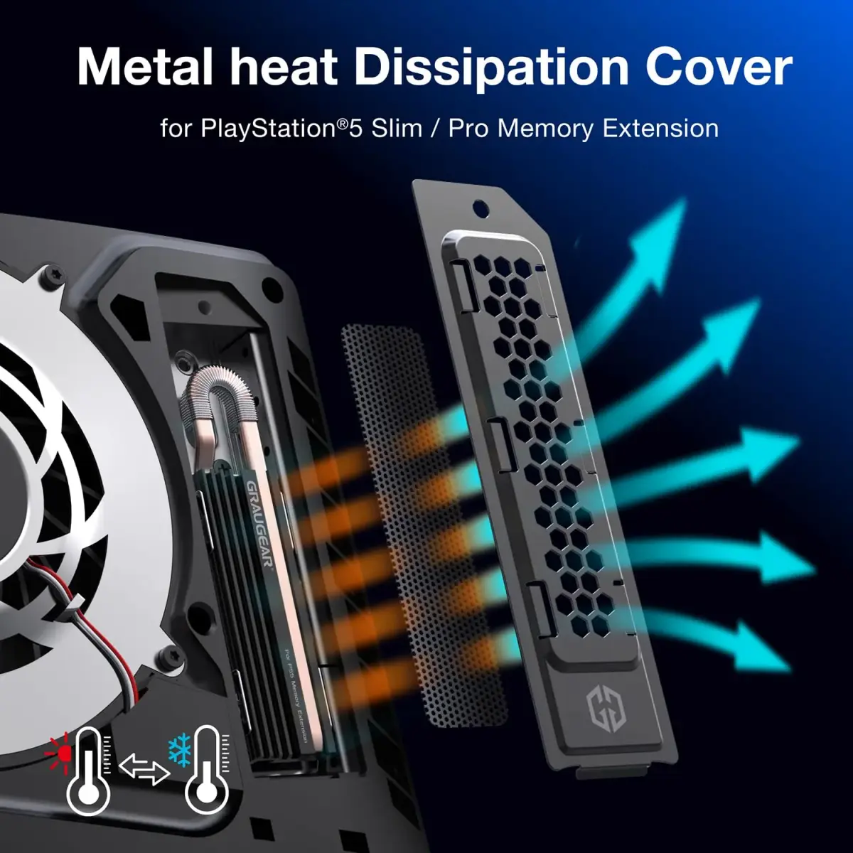 GRAUGEAR Black Metal Heat Dissipation Cover for PS5 M.2 SSD Expansion Slot - view 4