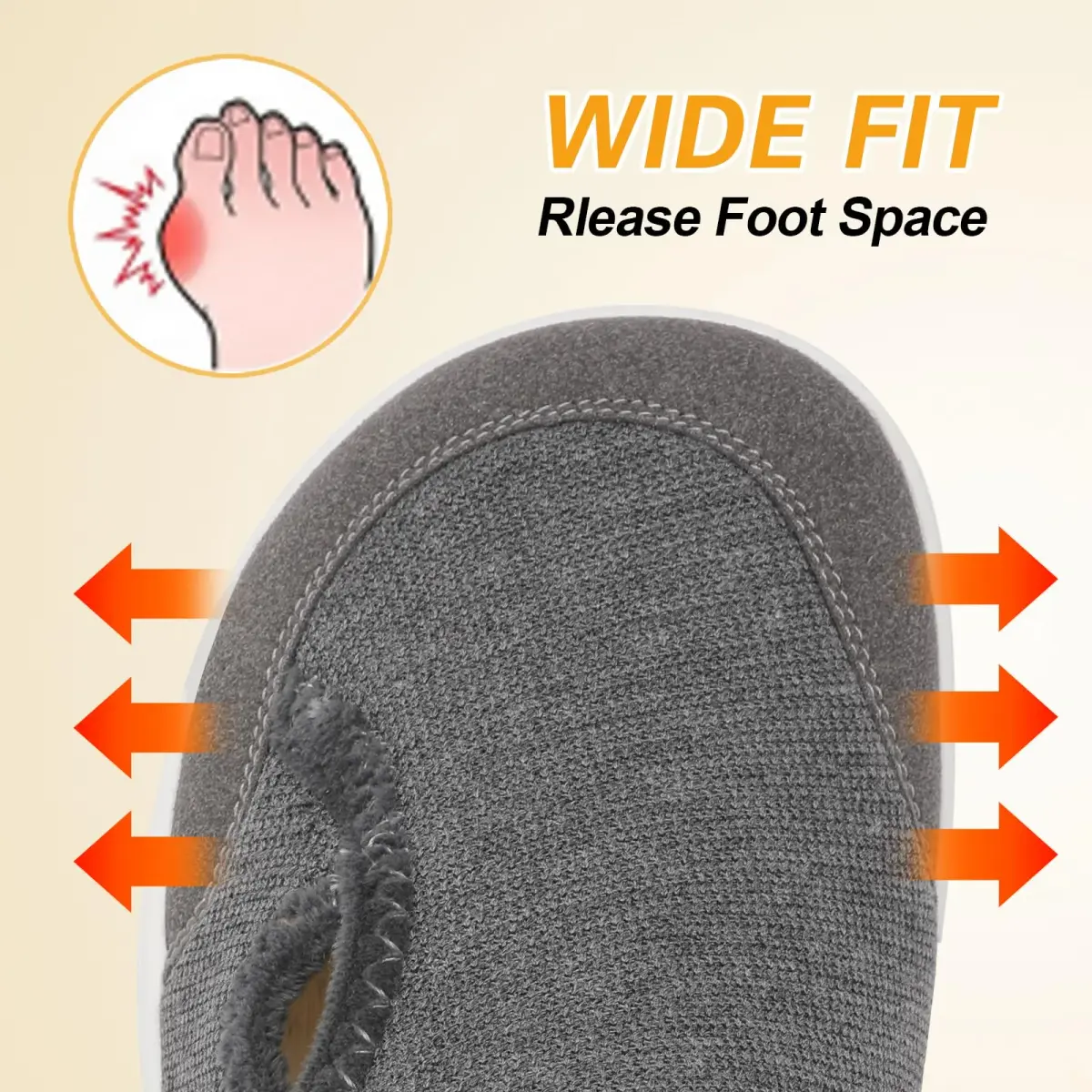 LeIsfIt Women's Wide Diabetic Slippers Grey Size 11 | Adjustable Arthritis Edema House Shoes with Non-Slip Sole - view 4