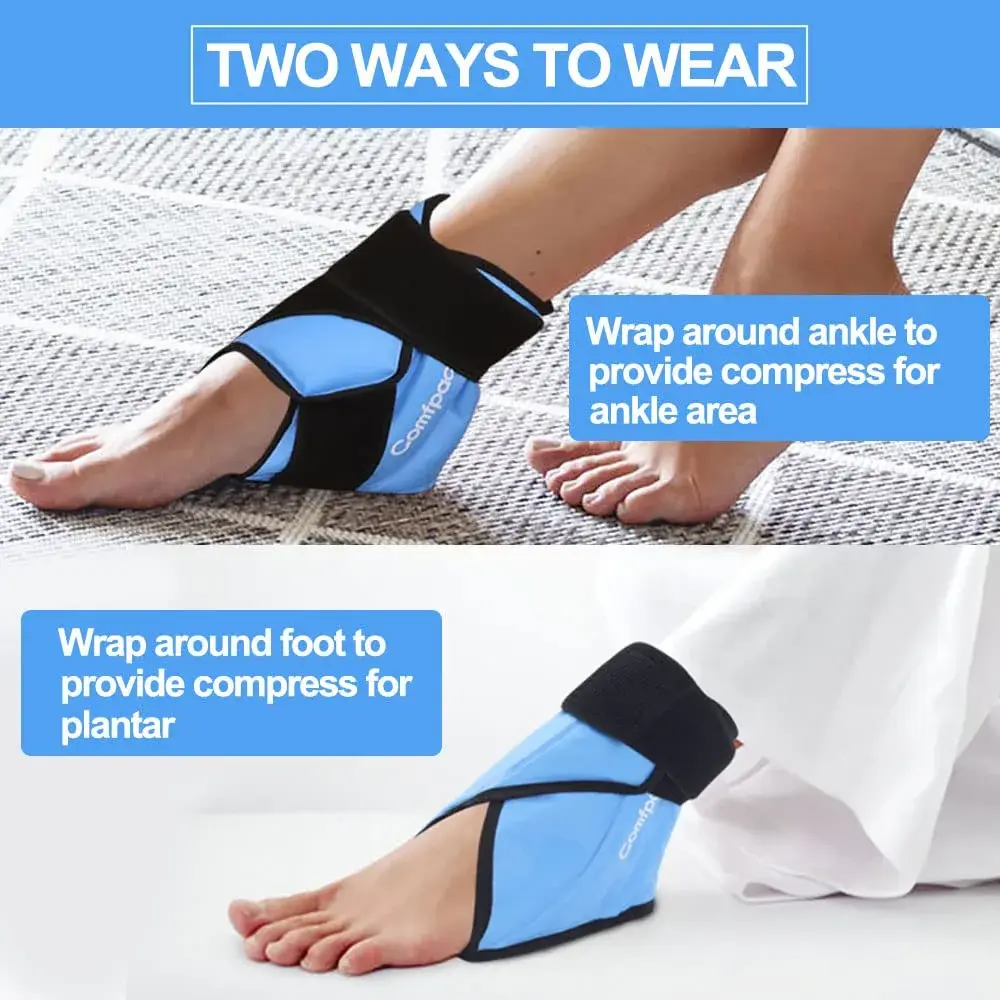 Comfpack 2 Pack Ankle Ice Pack Wrap with Elastic Strap | Targeted Pain Relief for Swelling, Plantar Fasciitis, Sprains - view 4
