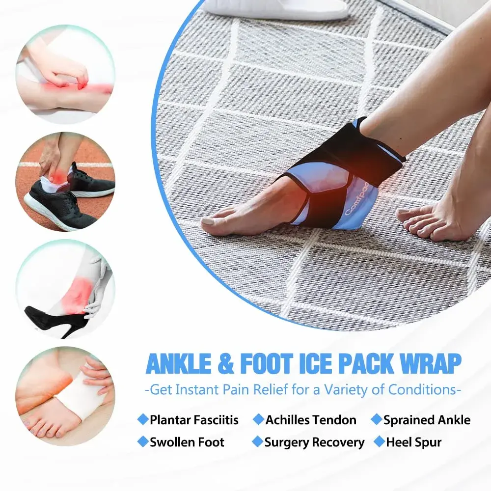 Comfpack 2 Pack Ankle Ice Pack Wrap with Elastic Strap | Targeted Pain Relief for Swelling, Plantar Fasciitis, Sprains - view 2