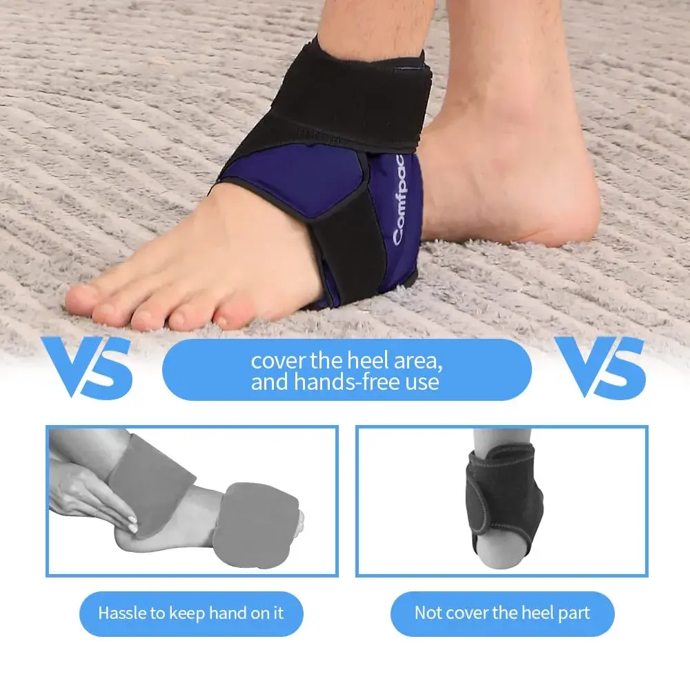 Comfpack Ankle Ice Pack Wrap Heel Ice Pack for Pain Relief, Hot Cold Therapy Cold Pack for Plantar Fasciitis, Achilles Tendonitis, Ankle Sprain, Foot Pain, 2Packs - view 4