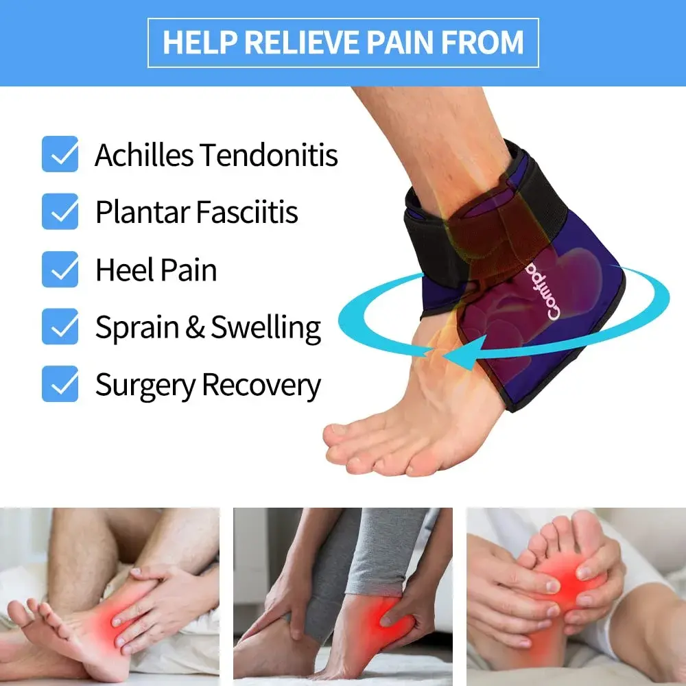 Comfpack Ankle Ice Pack Wrap Heel Ice Pack for Pain Relief, Hot Cold Therapy Cold Pack for Plantar Fasciitis, Achilles Tendonitis, Ankle Sprain, Foot Pain, 2Packs - view 3