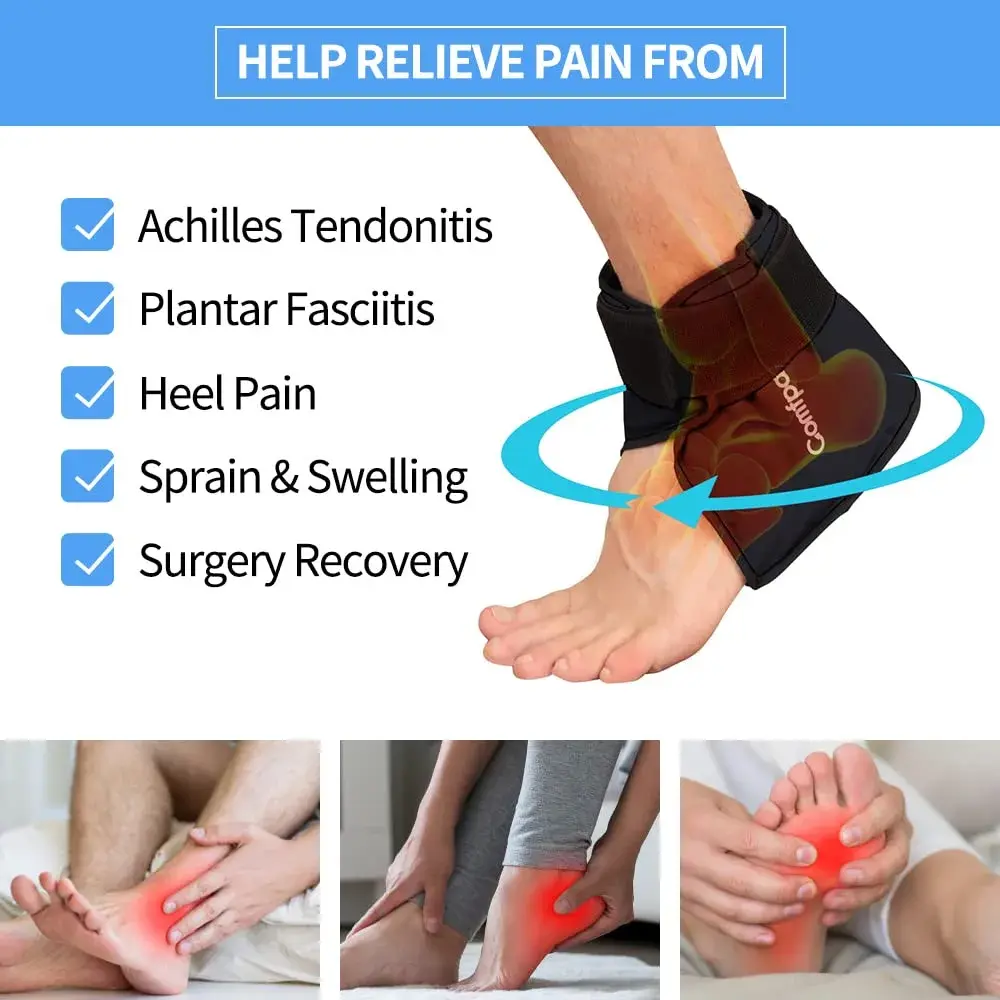 Comfpack Ankle Ice Pack Wrap for Swelling, FSA Eligible, 2 Pack | Targeted Pain Relief for Heel, Ankle, Plantar Fasciitis - view 3