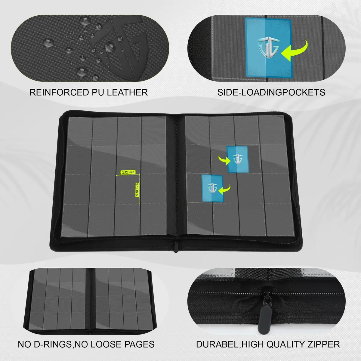 TCGUARD Trading Card Zipper Binder 17.5 x 13.3 inches | Secure 1020 Card Capacity | Waterproof & Shockproof - view 2