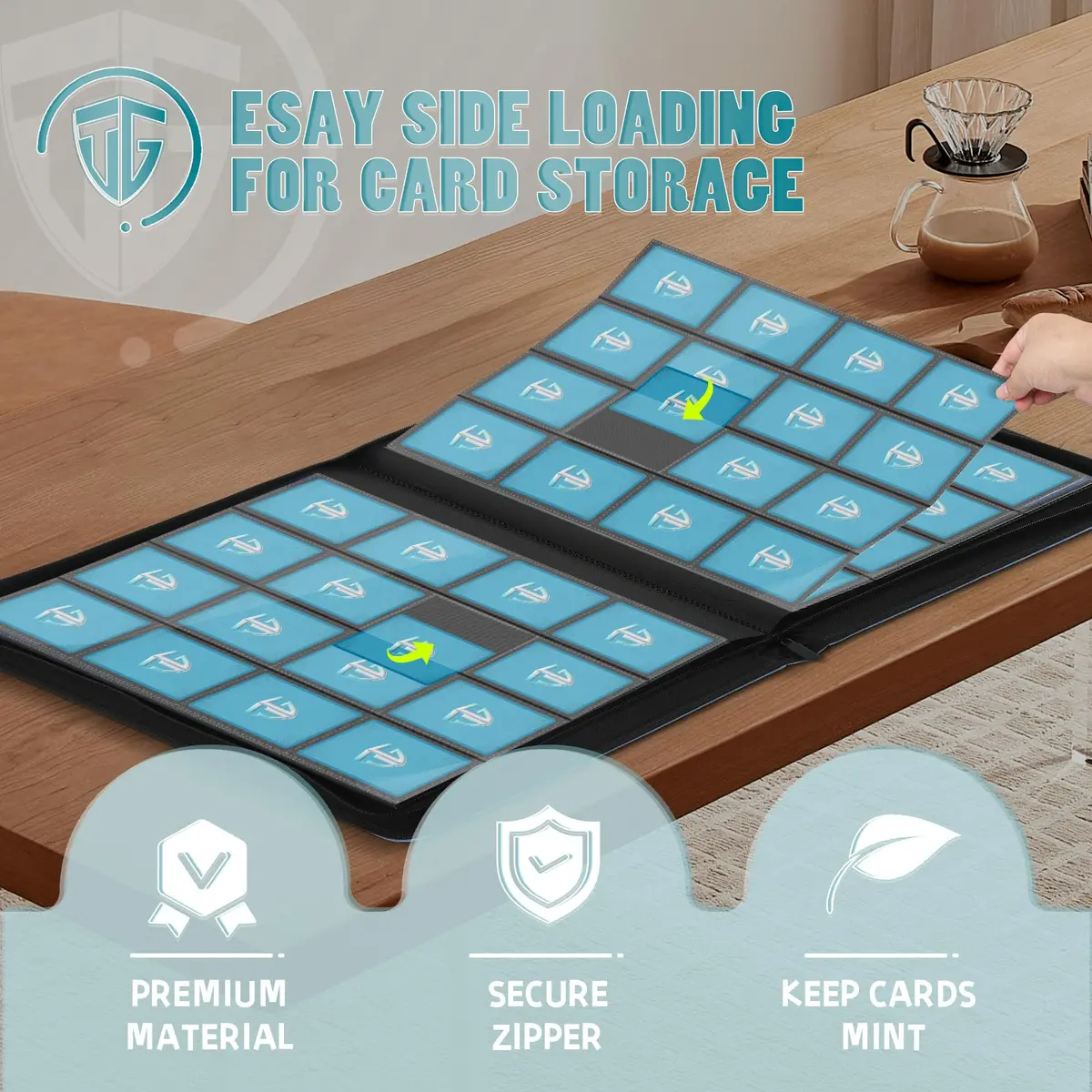 TCGUARD Trading Card Zipper Binder 17.5 x 13.3 inches | Secure 1020 Card Capacity | Waterproof & Shockproof - view 4