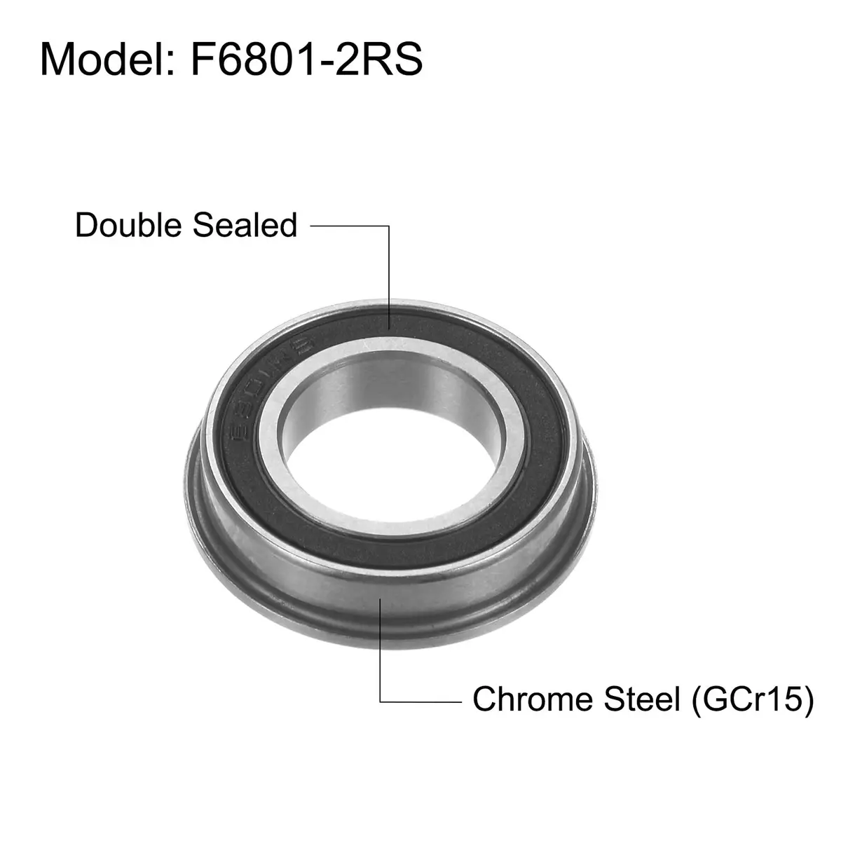 uxcell F6801-2RS Flanged Ball Bearing 12x21x5mm Double Sealed Chrome Steel, 10pcs | Cost-Effective Industrial Bearing - view 3
