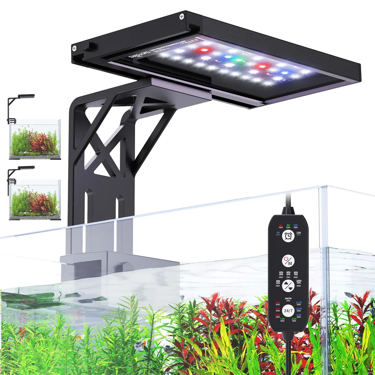SEAOURA Clip On Aquarium Light for Plants & Fish Tanks 7-12 Inch | Full Spectrum RGB LED with Timer & Brightness Control - main product image