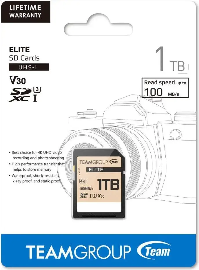 TEAMGROUP Elite 1TB SDXC UHS-I U3 V30 Memory Card | 100MB/s Read Speed for 4K UHD Recording - view 2