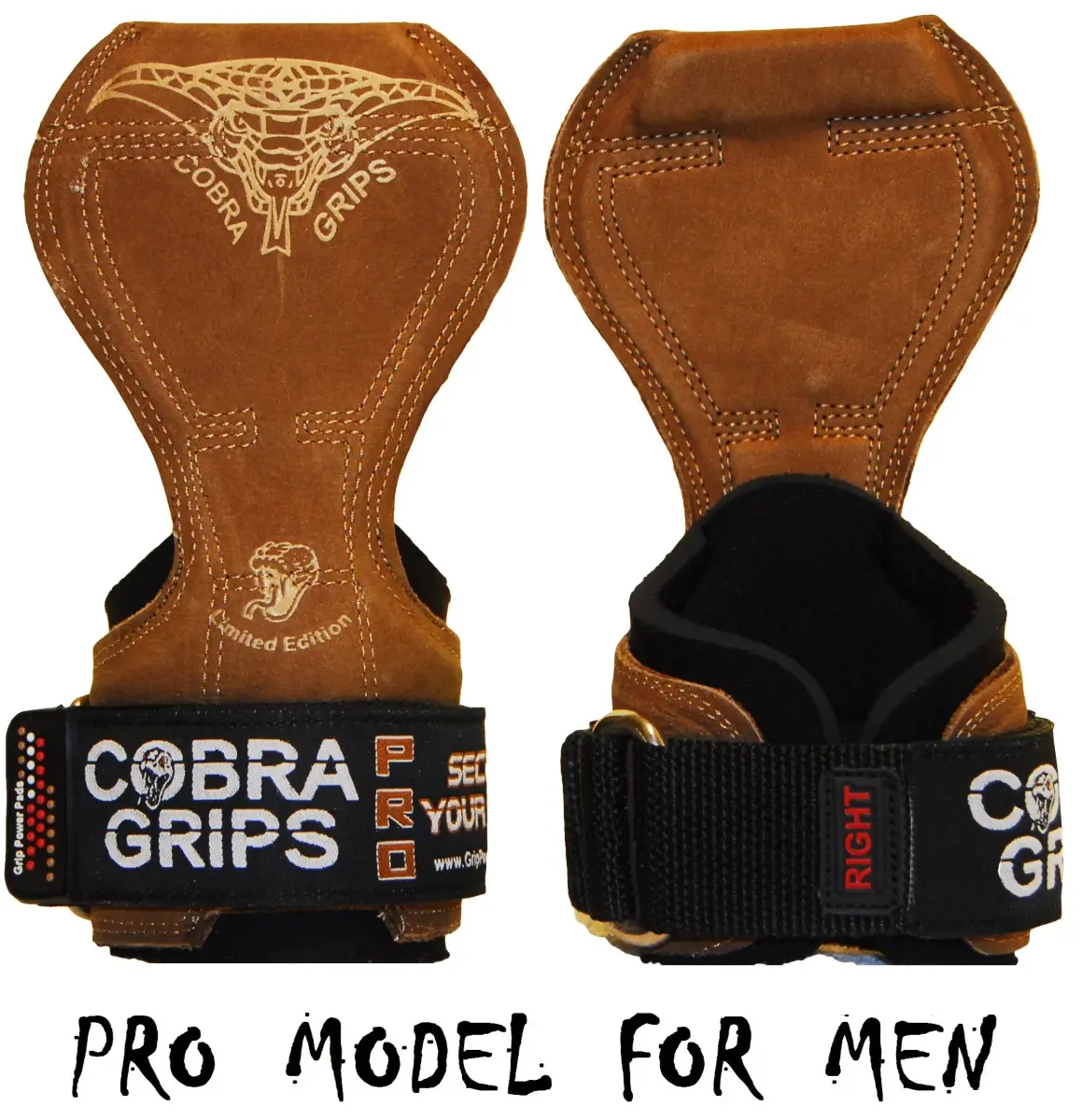 Cobra Grips A PRO Brown Leather Weight Lifting Gloves with Wrist Wraps - 5.5"-8.75" Wrist Size - view 3