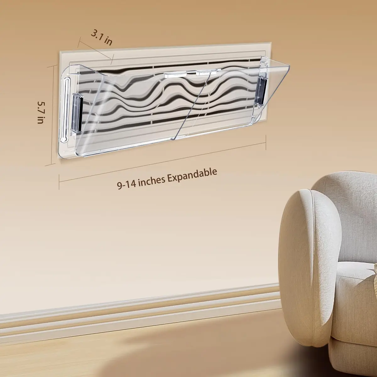 YZXTECNIP Adjustable Air Vent Deflector 9” to 14” | Magnetic Heat & Wind Blocker for HVAC - view 2