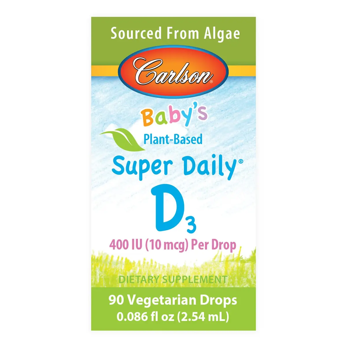 Carlson Baby's Plant-Based Super Daily D3 Drops 2.54 mL (0.086 Fl Oz) | 400 IU (10 mcg) Per Drop - view 6