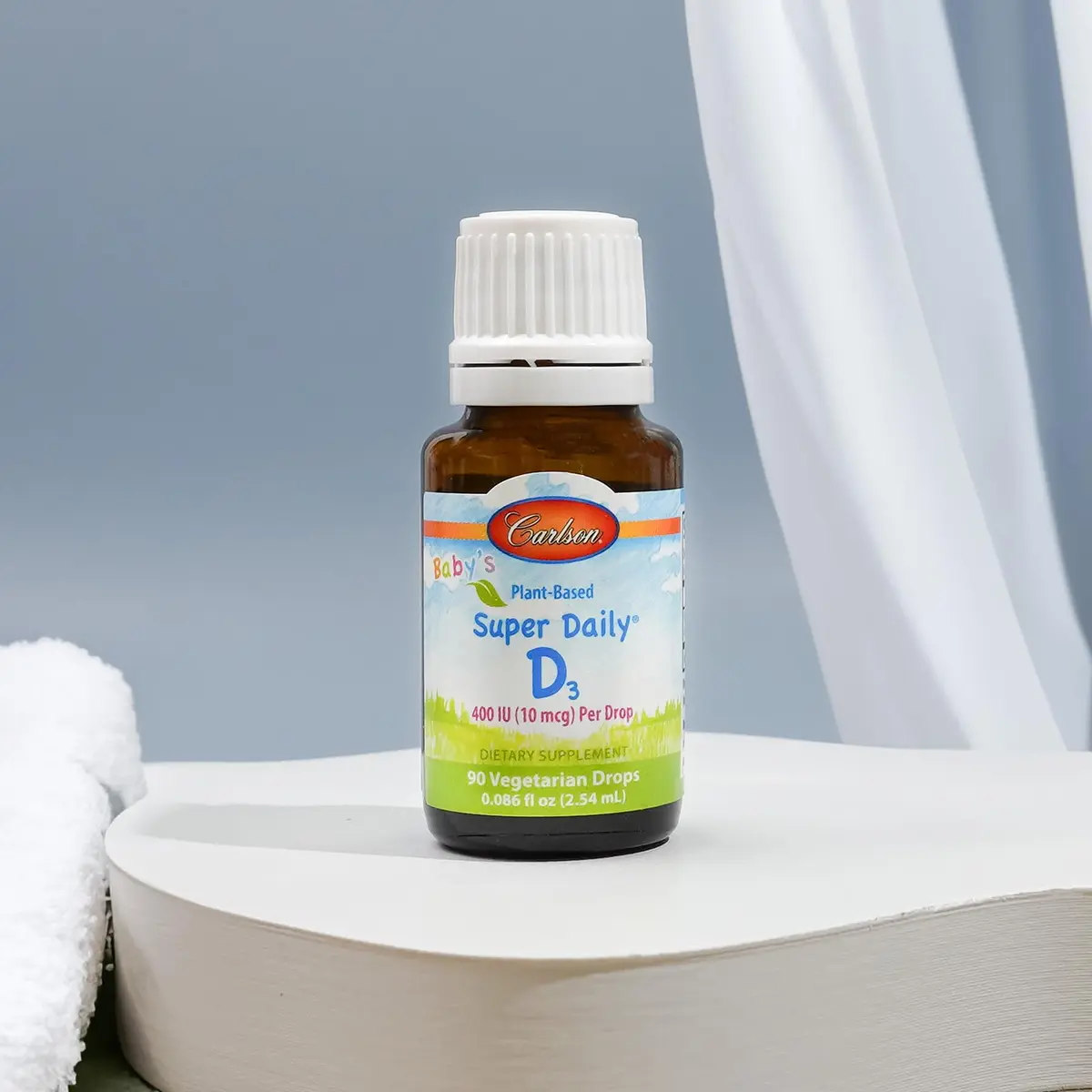 Carlson Baby's Plant-Based Super Daily D3 Drops 2.54 mL (0.086 Fl Oz) | 400 IU (10 mcg) Per Drop - view 7