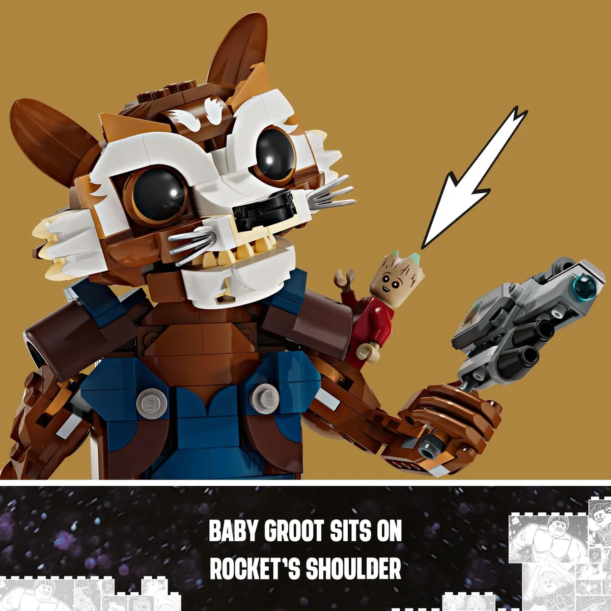 LEGO Marvel Rocket & Baby Groot Minifigure | Buildable Guardians of the Galaxy Toy for Kids 10+ - view 5