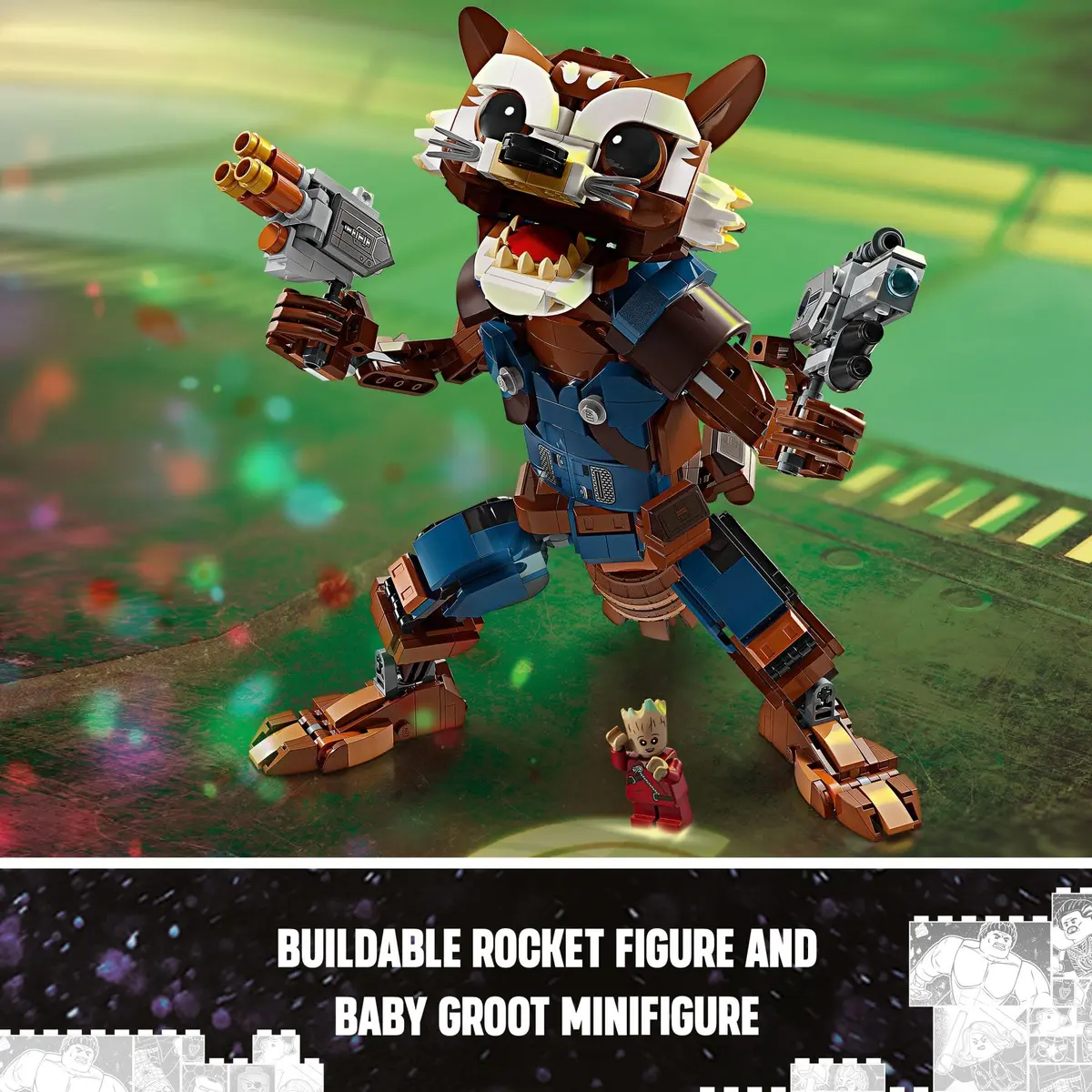 LEGO Marvel Rocket & Baby Groot Minifigure | Buildable Guardians of the Galaxy Toy for Kids 10+ - view 6