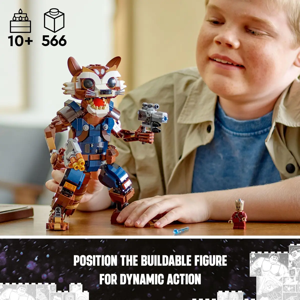 LEGO Marvel Rocket & Baby Groot Minifigure | Buildable Guardians of the Galaxy Toy for Kids 10+ - view 3