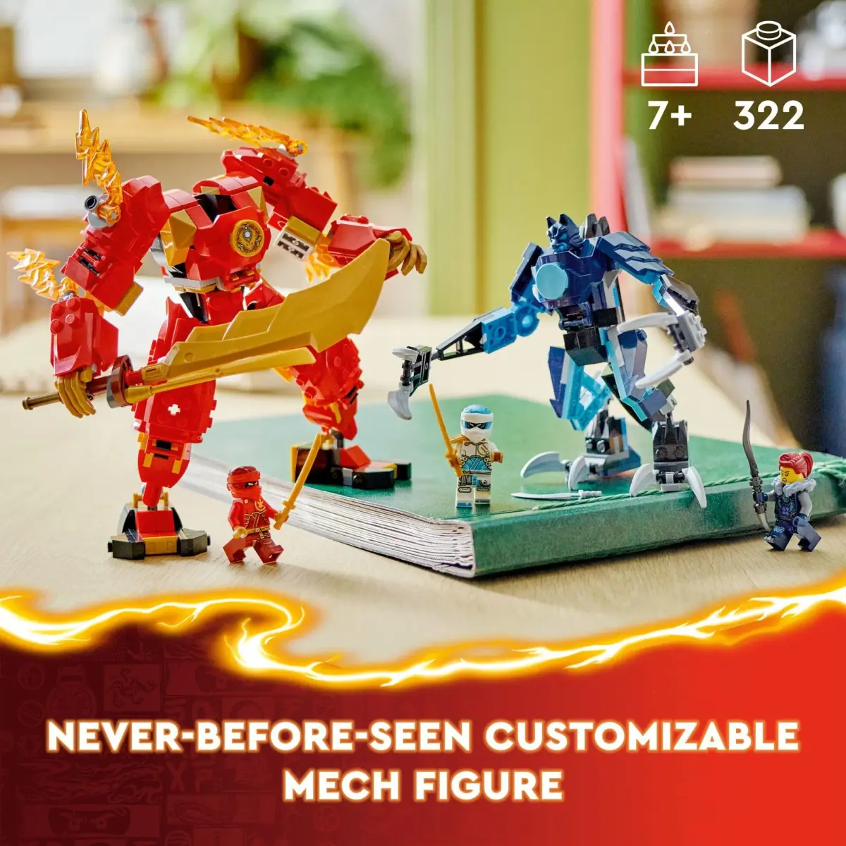 LEGO NINJAGO Kai’s Elemental Fire Mech Action Figure 322 Pieces | ASTM-Tested Educational Toy for Kids Ages 7+ - view 2