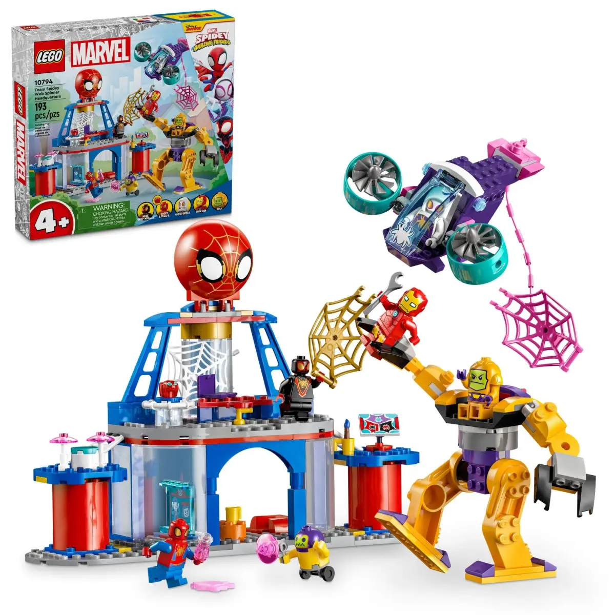 LEGO Marvel Team Spidey Web Spinner Headquarters Building Toy 193 Pieces | ASTM-Tested Educational Toy for Ages 4+ - main product image