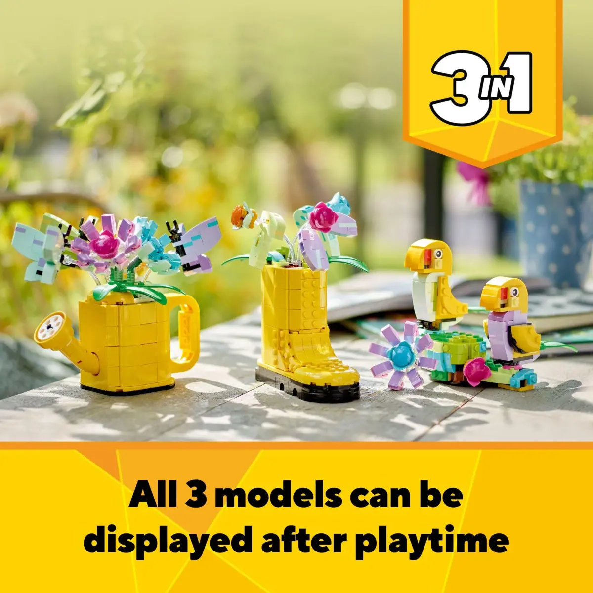 LEGO Creator 3 in 1 Flowers in Watering Can Building Toy 420 Pieces | STEM Learning Toy for Kids Ages 8+ - view 5