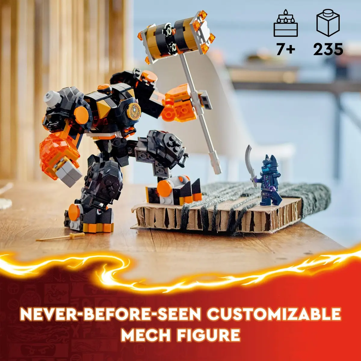 LEGO NINJAGO Cole’s Elemental Earth Mech Mini Ninja Toy, Customizable Action Figure for Kids 7+ | Build & Play - view 2