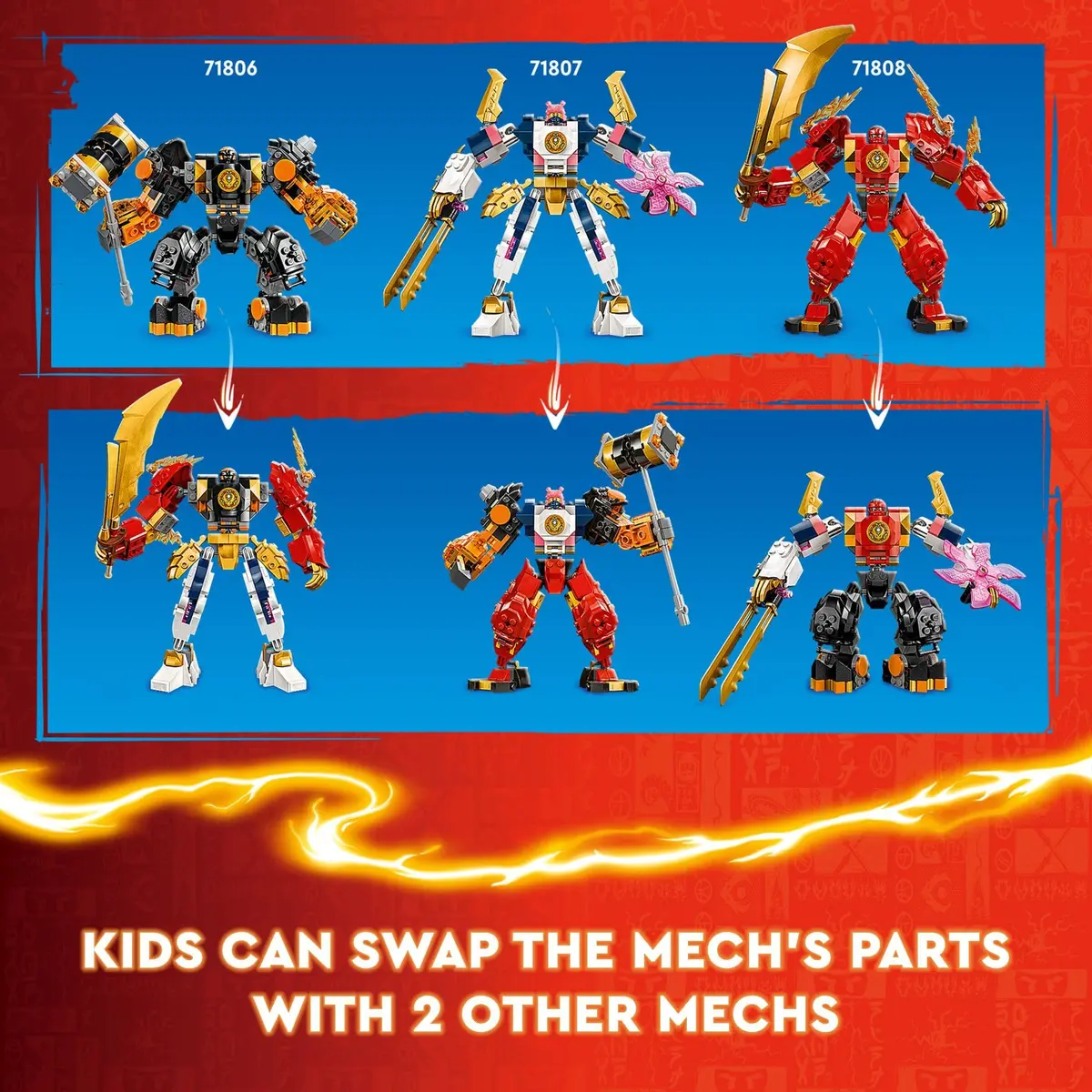 LEGO NINJAGO Cole’s Elemental Earth Mech Mini Ninja Toy, Customizable Action Figure for Kids 7+ | Build & Play - view 3
