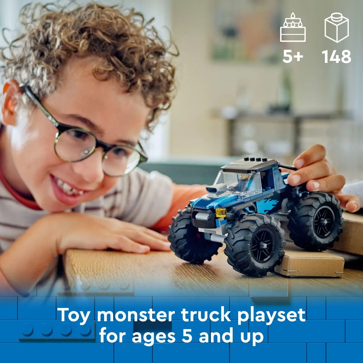 LEGO City Blue Monster Truck Toy Playset with Driver Minifigure | Educational Building Toy for Kids Aged 5+ - view 2