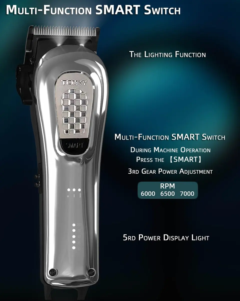 TCMKY Hair Clipper for Men Cordless & Corded | Rechargeable Professional Hair Trimmer Kit in Silvery - view 2