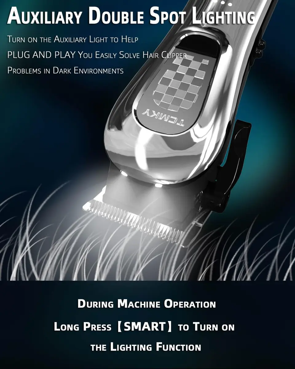 TCMKY Hair Clipper for Men Cordless & Corded | Rechargeable Professional Hair Trimmer Kit in Silvery - view 3