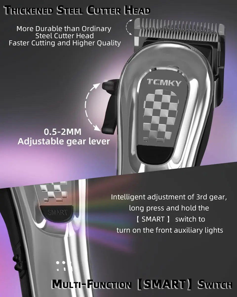 TCMKY Hair Clipper for Men Cordless & Corded | Rechargeable Professional Hair Trimmer Kit in Silvery - view 4